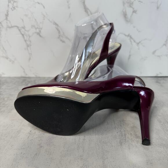 Guess by Marciano Heels WMNS Maroon & Gold US Sz 8.5M Pumps Office Party Glossy - Picture 6 of 11